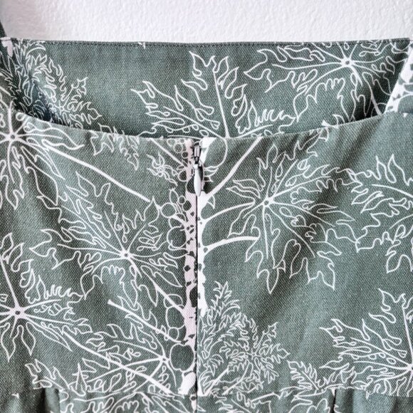 Coco Shop Long Slip Dress in Green Botanical Motif - Picture 7 of 8